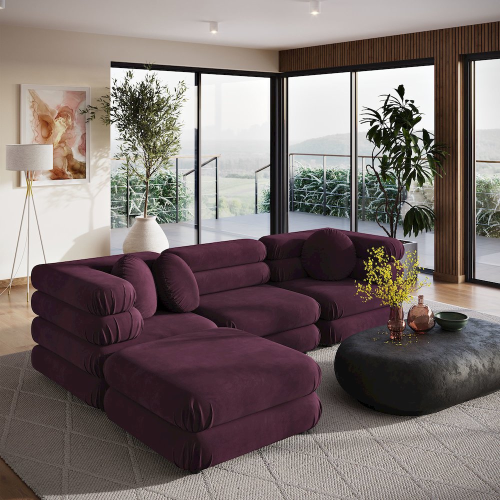 Jubilee 4-Piece Modular Performance Velvet Sectional Sofa. Picture 14