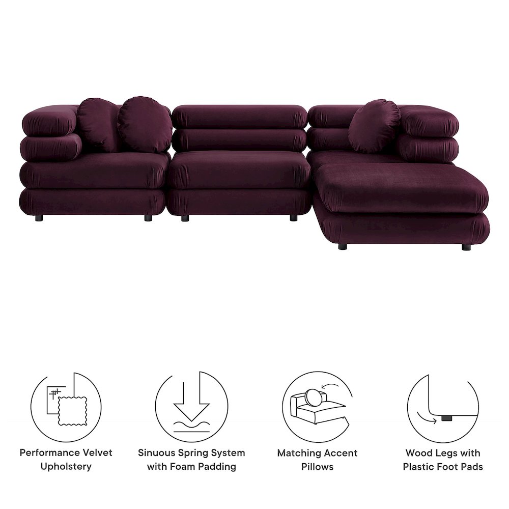 Jubilee 4-Piece Modular Performance Velvet Sectional Sofa. Picture 2
