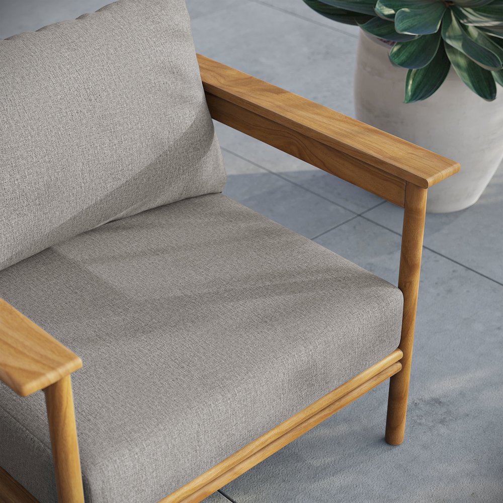 Wren Outdoor Patio Teak Wood Armchair. Picture 10