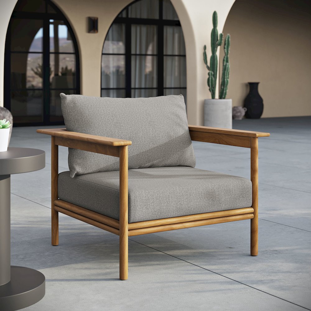 Wren Outdoor Patio Teak Wood Armchair. Picture 9