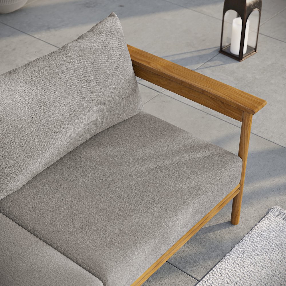 Wren Outdoor Patio Teak Wood Sofa. Picture 10