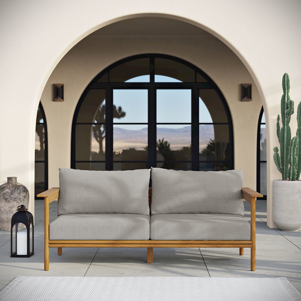Wren Outdoor Patio Teak Wood Sofa. Picture 9