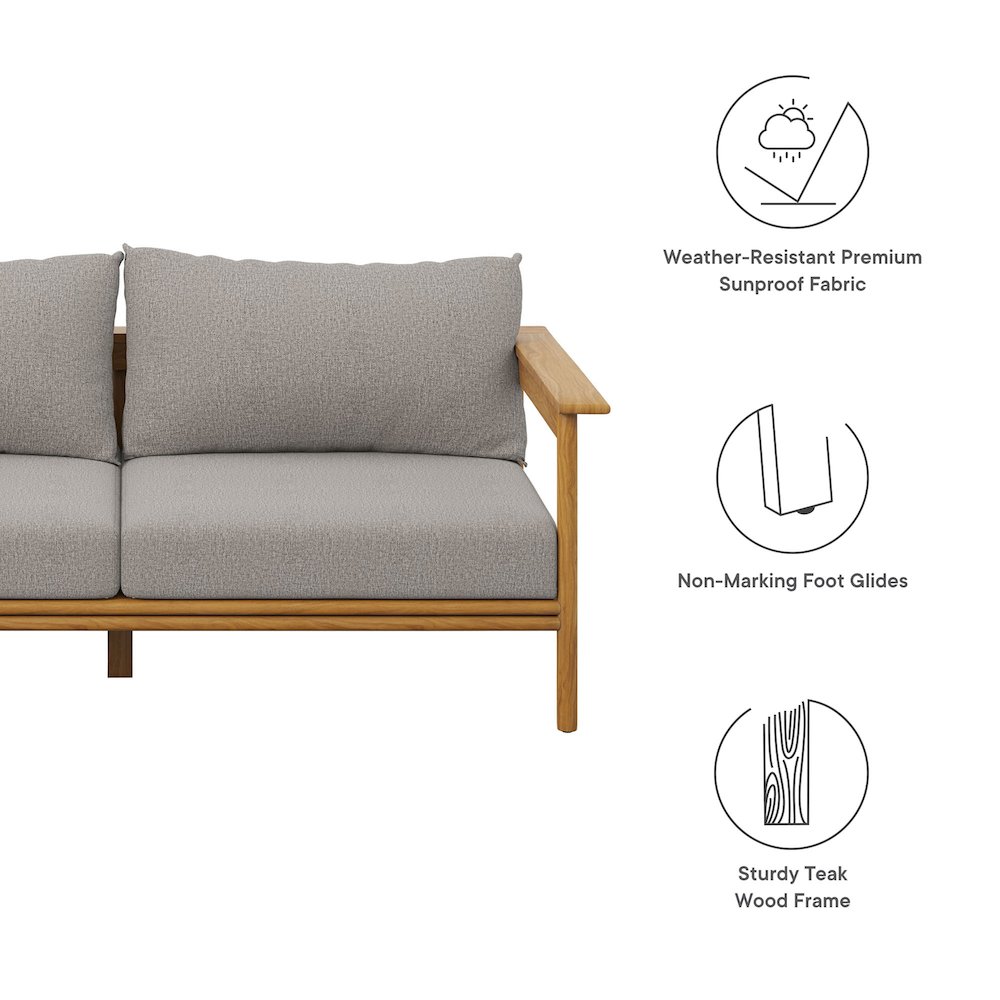 Wren Outdoor Patio Teak Wood Sofa. Picture 2
