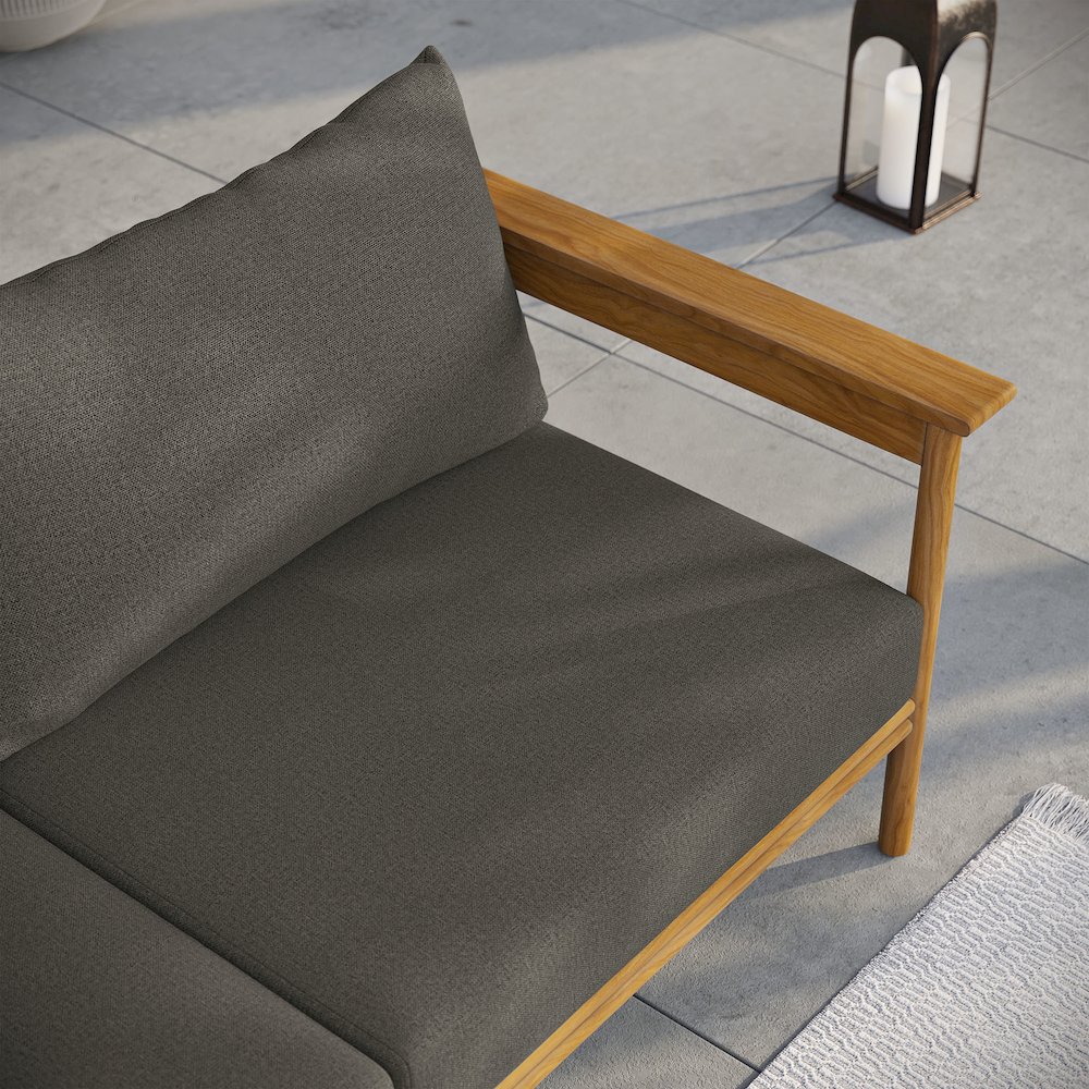 Wren Outdoor Patio Teak Wood Sofa. Picture 10