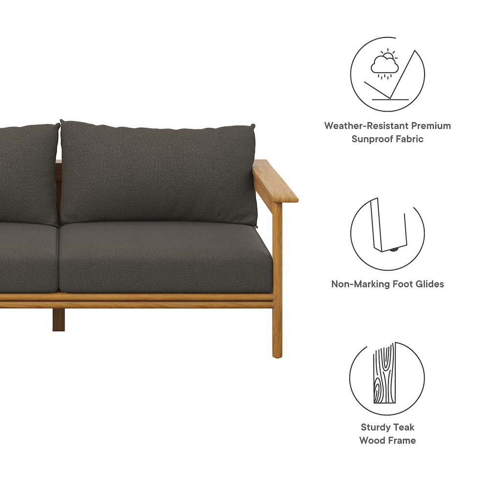 Wren Outdoor Patio Teak Wood Sofa. Picture 2