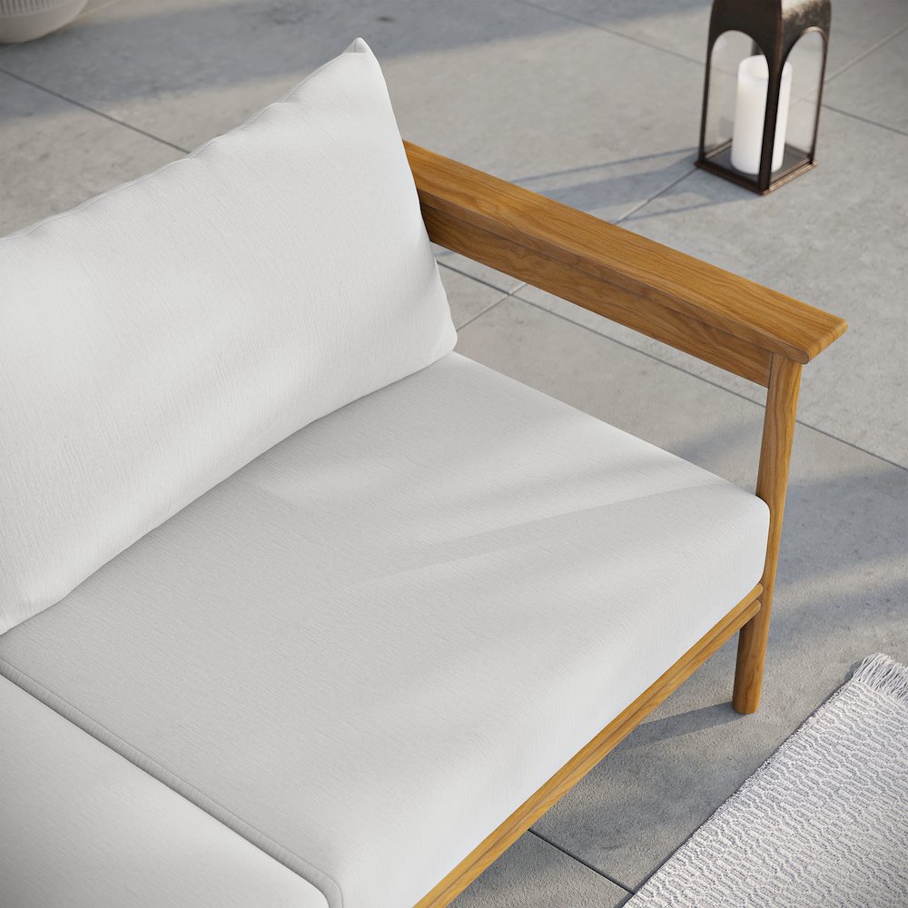 Wren Outdoor Patio Teak Wood Sofa. Picture 10