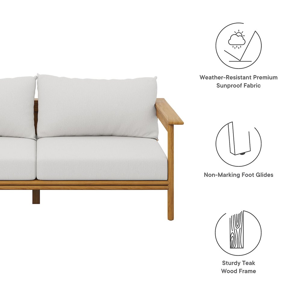 Wren Outdoor Patio Teak Wood Sofa. Picture 2