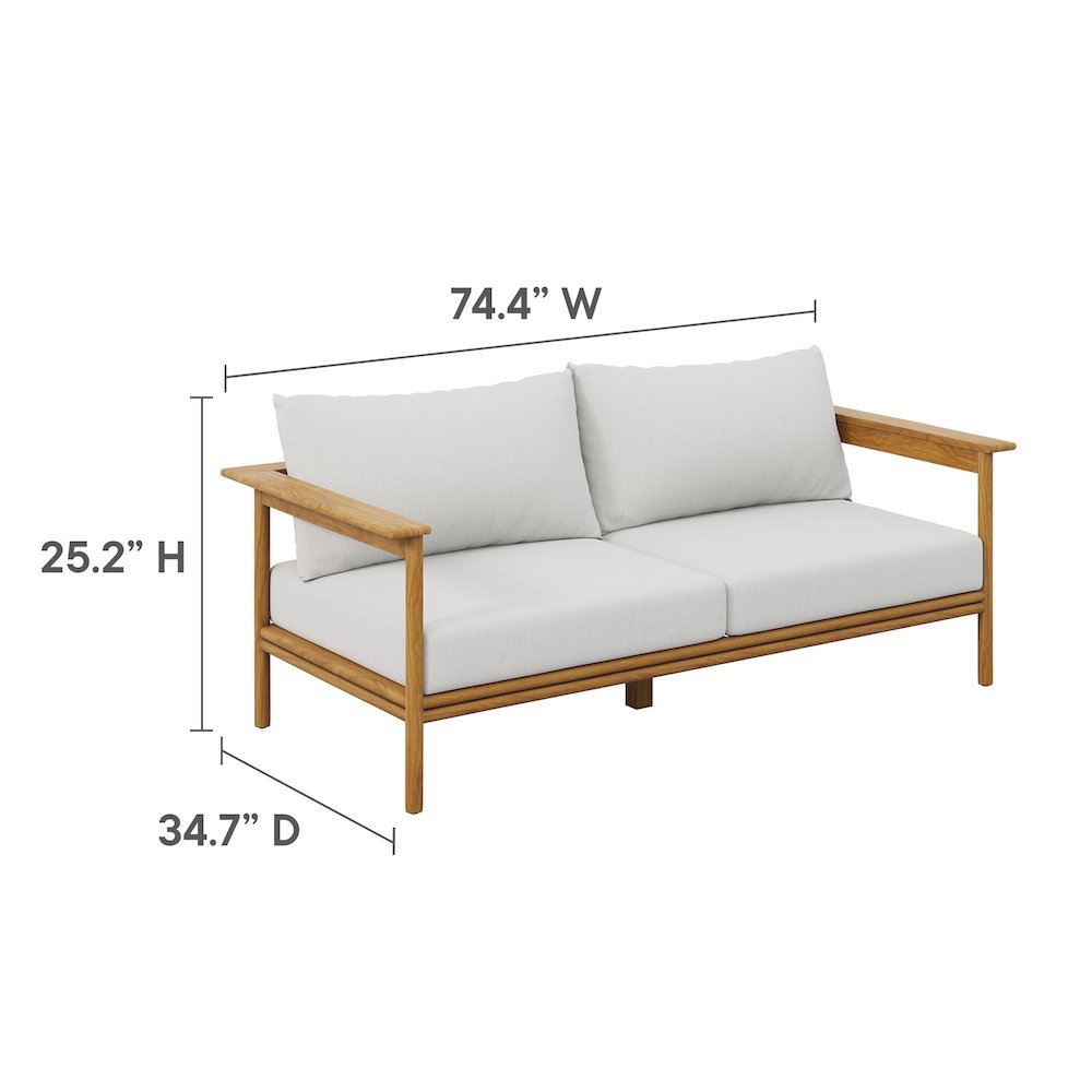 Wren Outdoor Patio Teak Wood Sofa. Picture 3