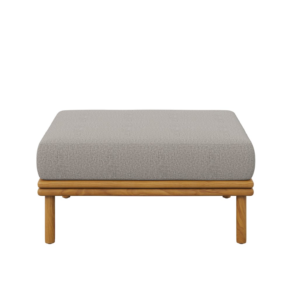 Wren Outdoor Patio Teak Wood Ottoman. Picture 6