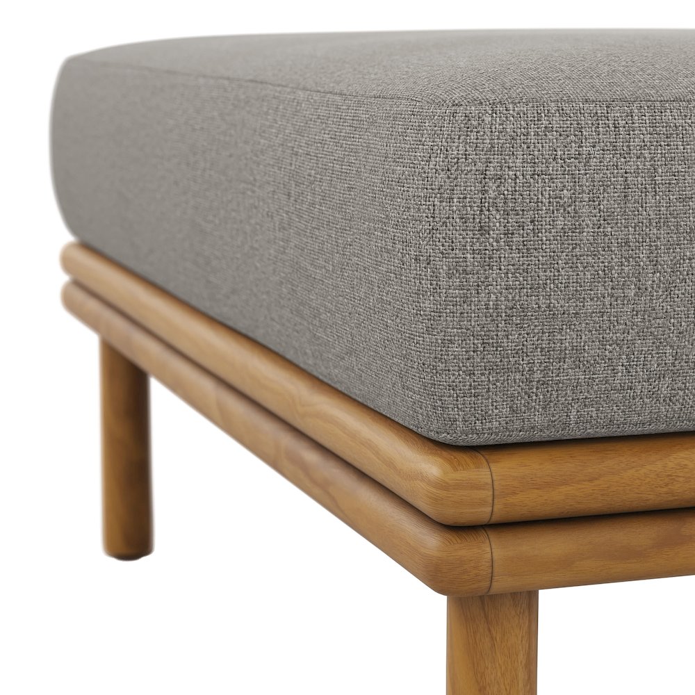 Wren Outdoor Patio Teak Wood Ottoman. Picture 7