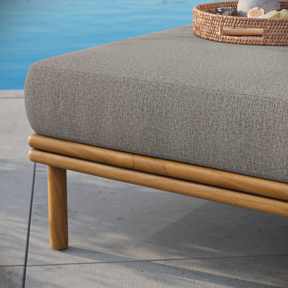 Wren Outdoor Patio Teak Wood Ottoman. Picture 10