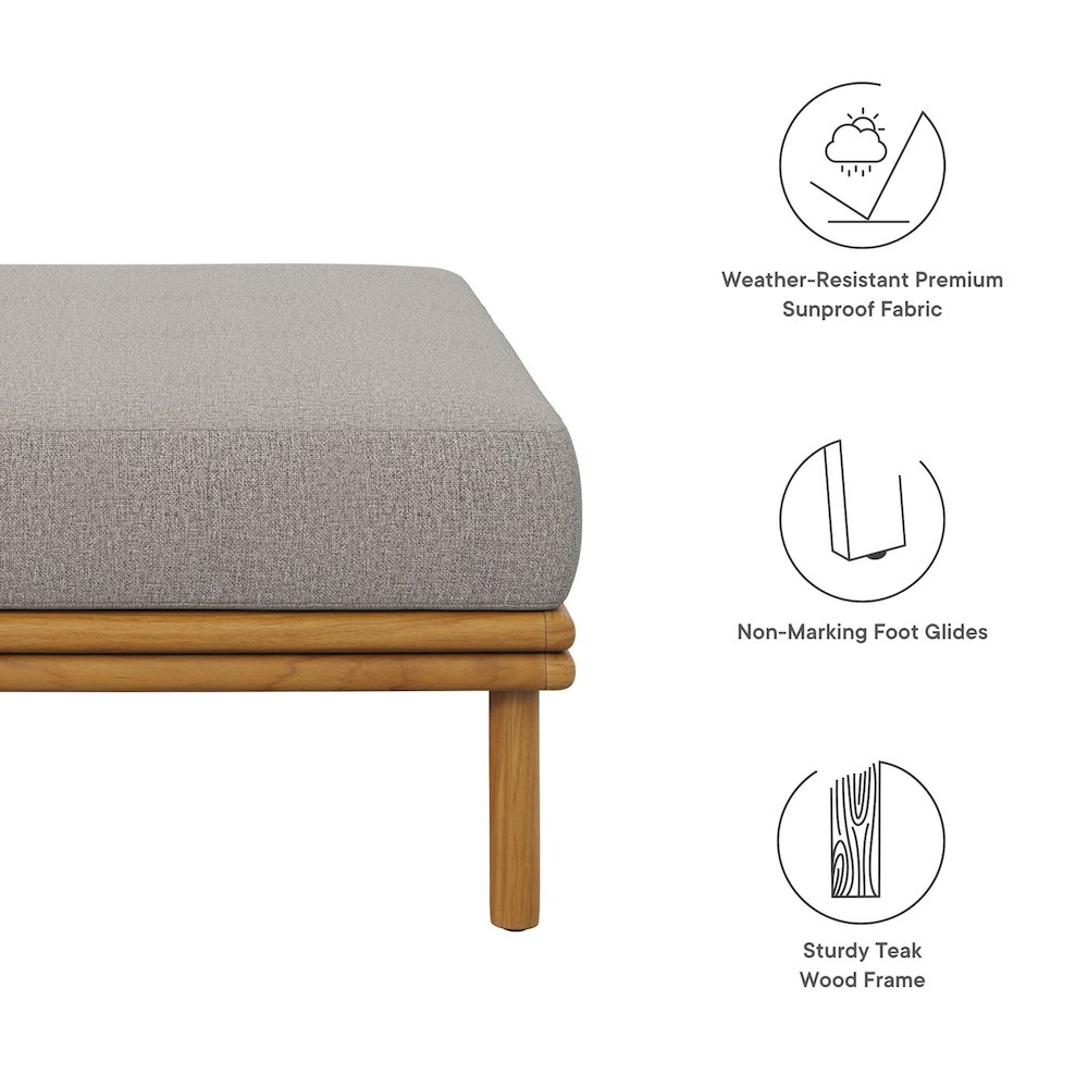 Wren Outdoor Patio Teak Wood Ottoman. Picture 2