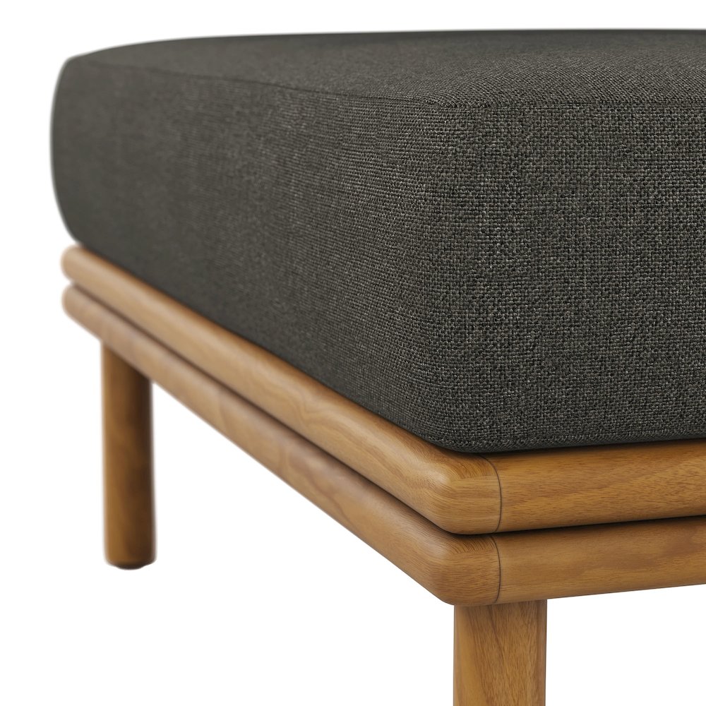 Wren Outdoor Patio Teak Wood Ottoman. Picture 7