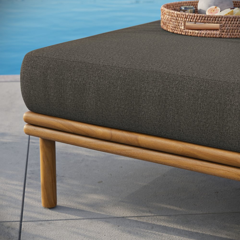 Wren Outdoor Patio Teak Wood Ottoman. Picture 10