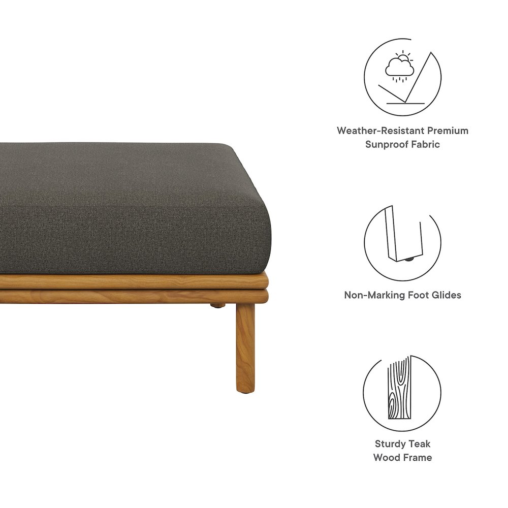 Wren Outdoor Patio Teak Wood Ottoman. Picture 2