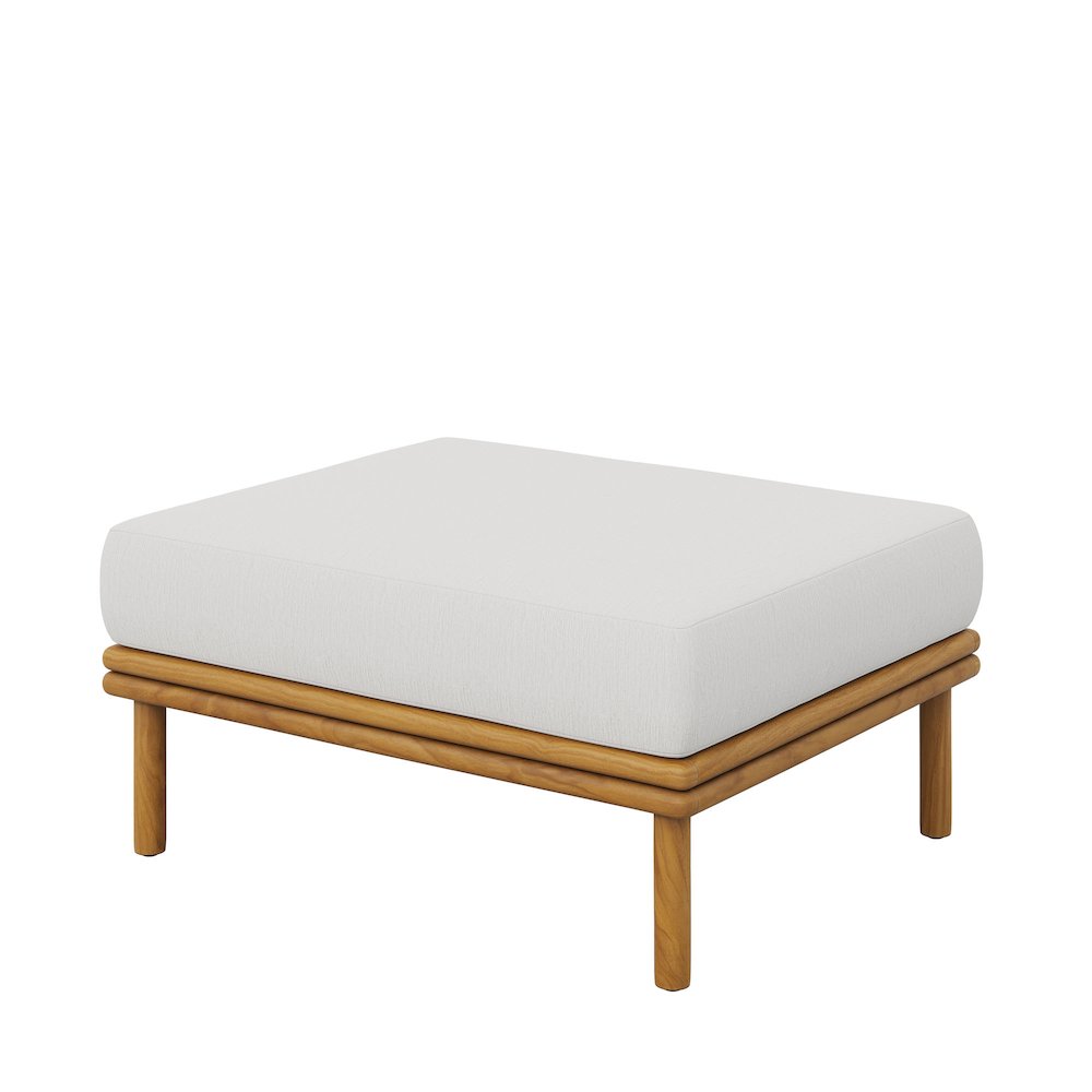 Wren Outdoor Patio Teak Wood Ottoman. Picture 5