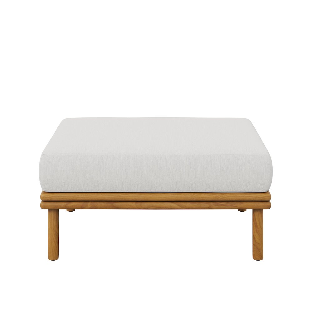 Wren Outdoor Patio Teak Wood Ottoman. Picture 6