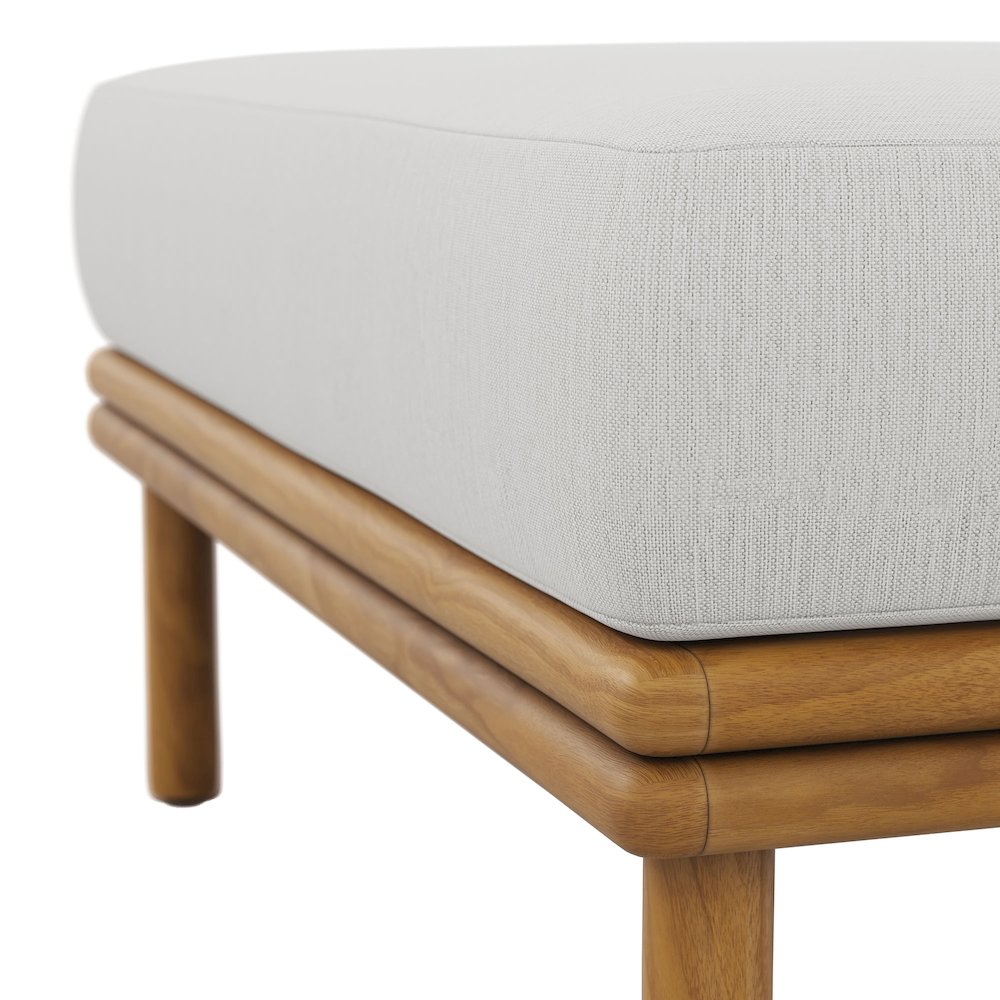 Wren Outdoor Patio Teak Wood Ottoman. Picture 7