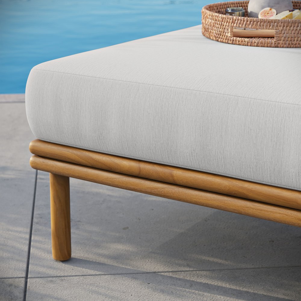 Wren Outdoor Patio Teak Wood Ottoman. Picture 10