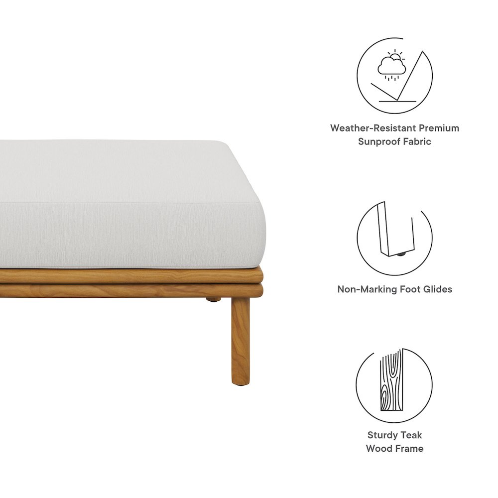 Wren Outdoor Patio Teak Wood Ottoman. Picture 2