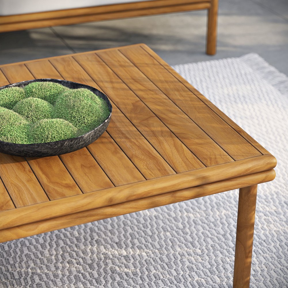 Wren Outdoor Patio Teak Wood Coffee Table. Picture 8