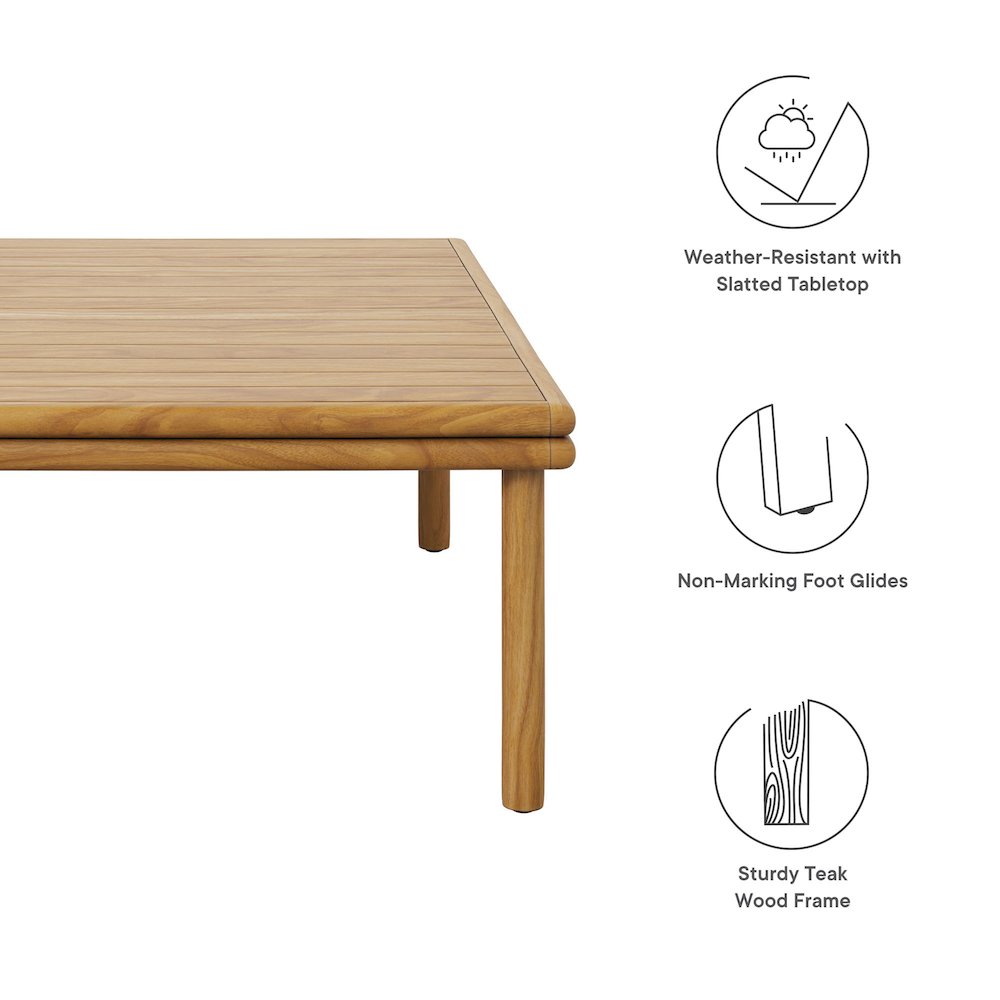 Wren Outdoor Patio Teak Wood Coffee Table. Picture 2