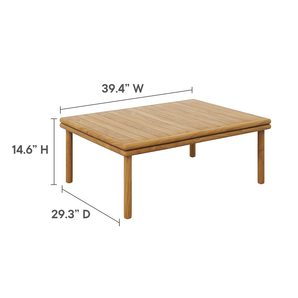 Wren Outdoor Patio Teak Wood Coffee Table. Picture 3
