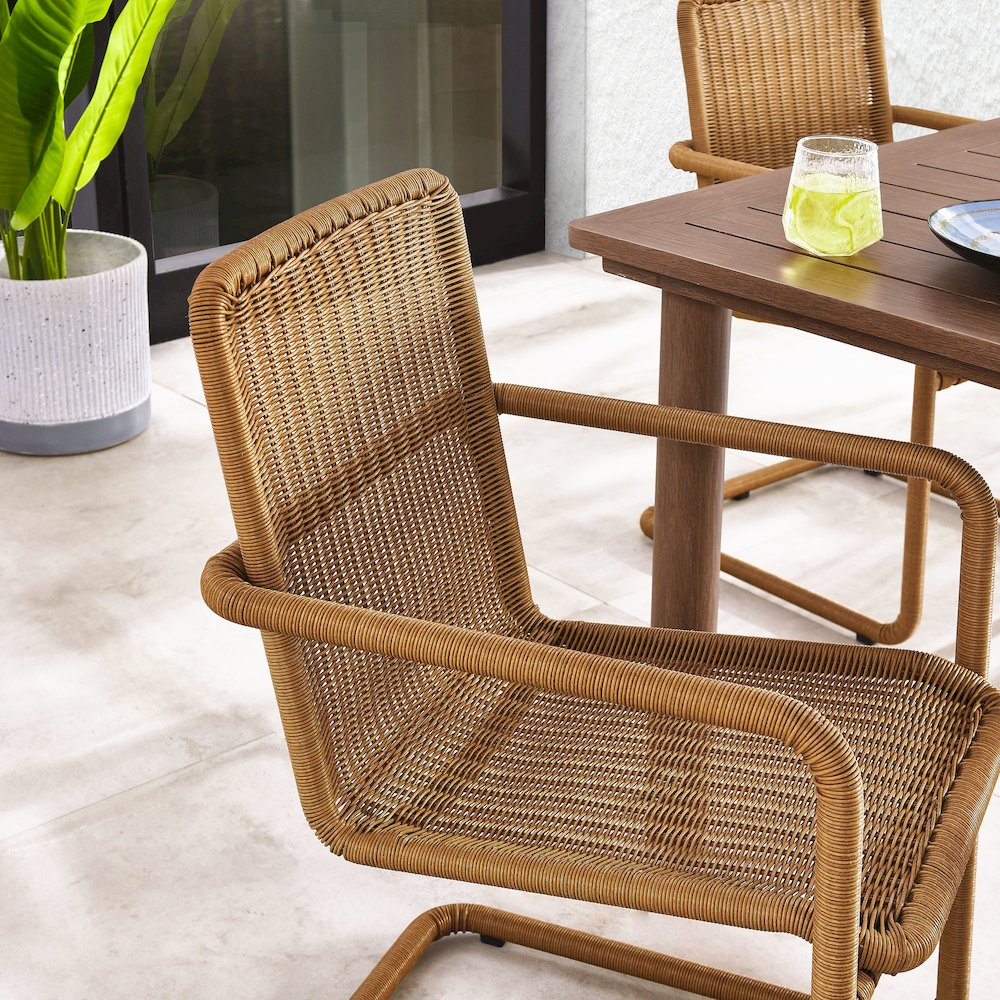 Abacus Outdoor Patio Wicker Dining Chairs Set of 2. Picture 10