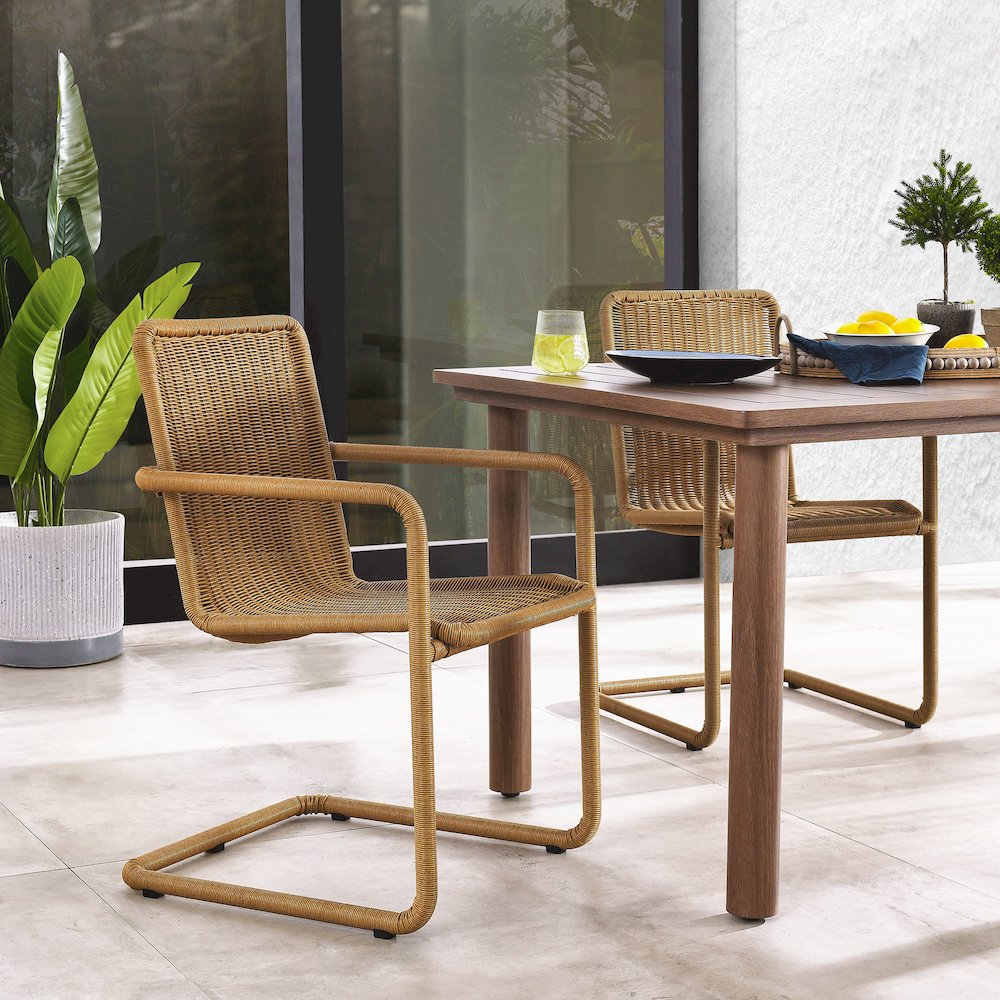 Abacus Outdoor Patio Wicker Dining Chairs Set of 2. Picture 9