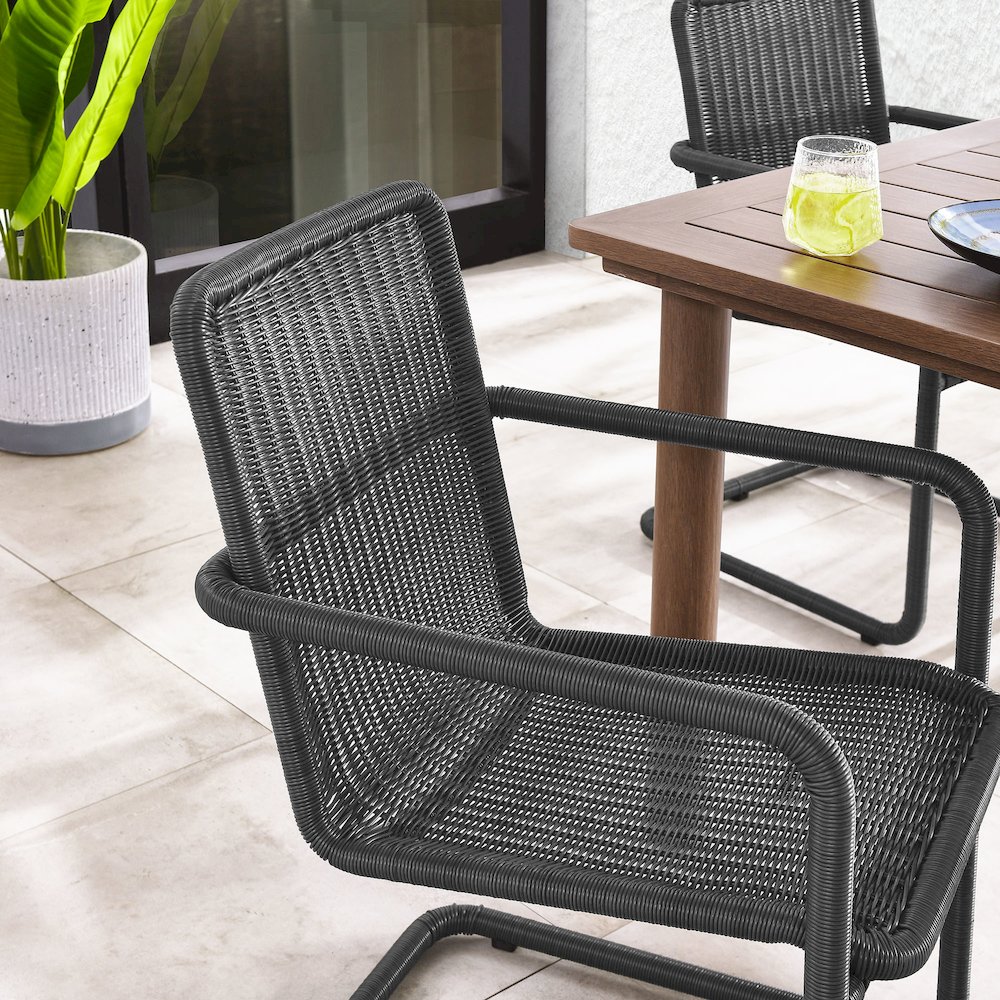 Abacus Outdoor Patio Wicker Dining Chairs Set of 2. Picture 10