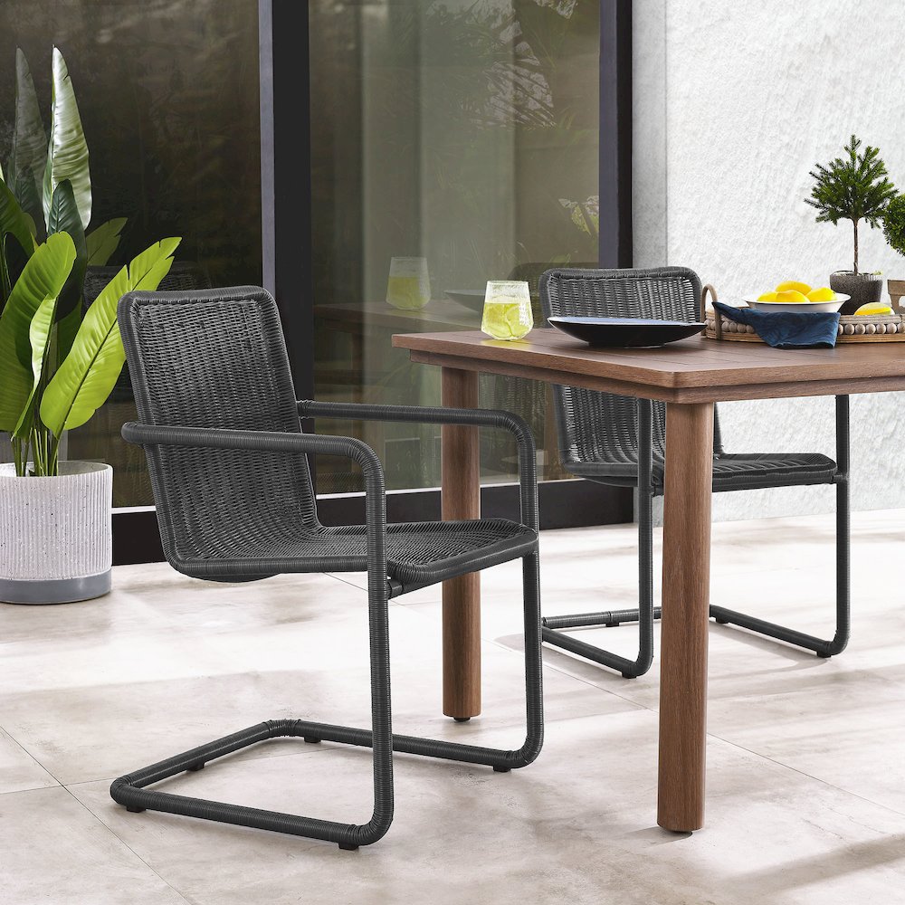 Abacus Outdoor Patio Wicker Dining Chairs Set of 2. Picture 9