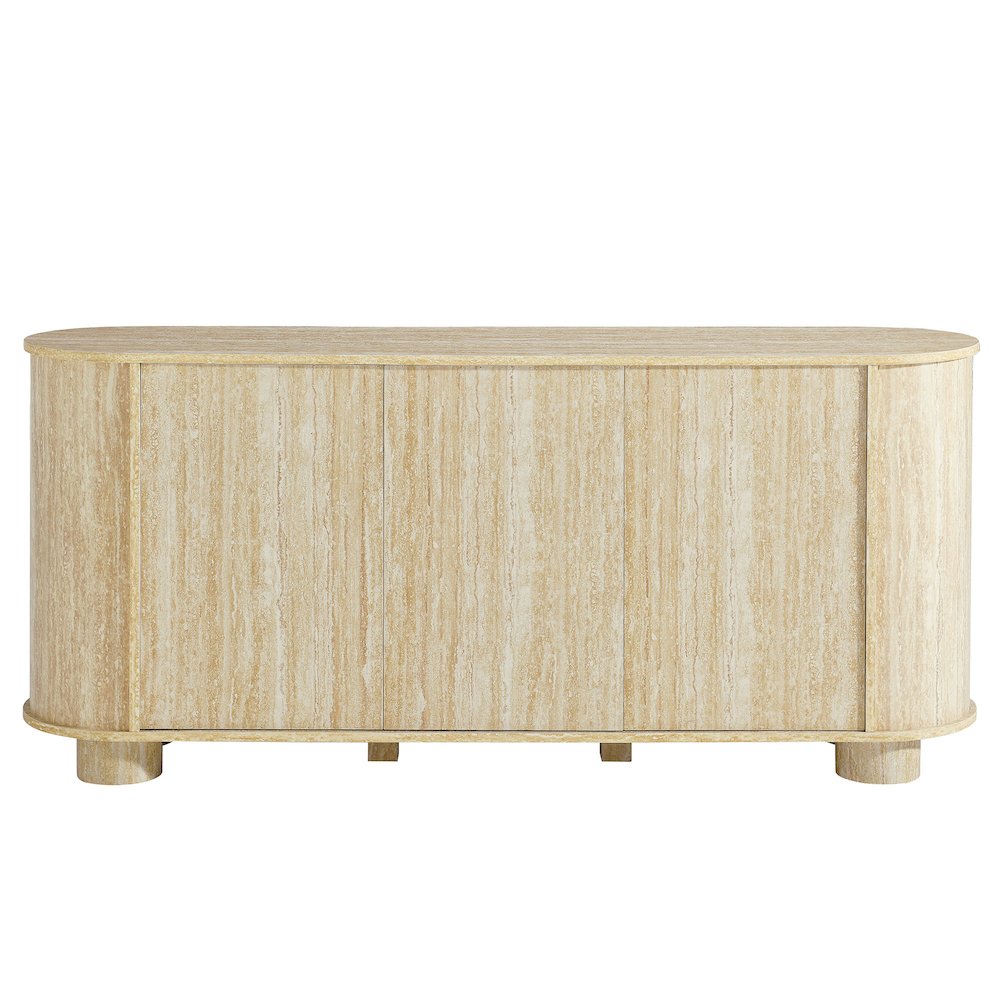 Overture 63” Oval Faux Travertine Sideboard. Picture 5