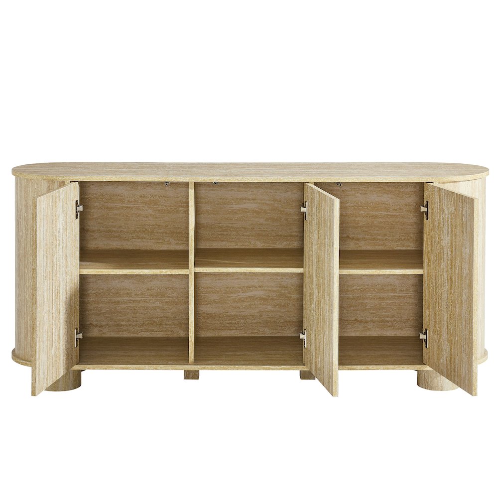 Overture 63” Oval Faux Travertine Sideboard. Picture 6
