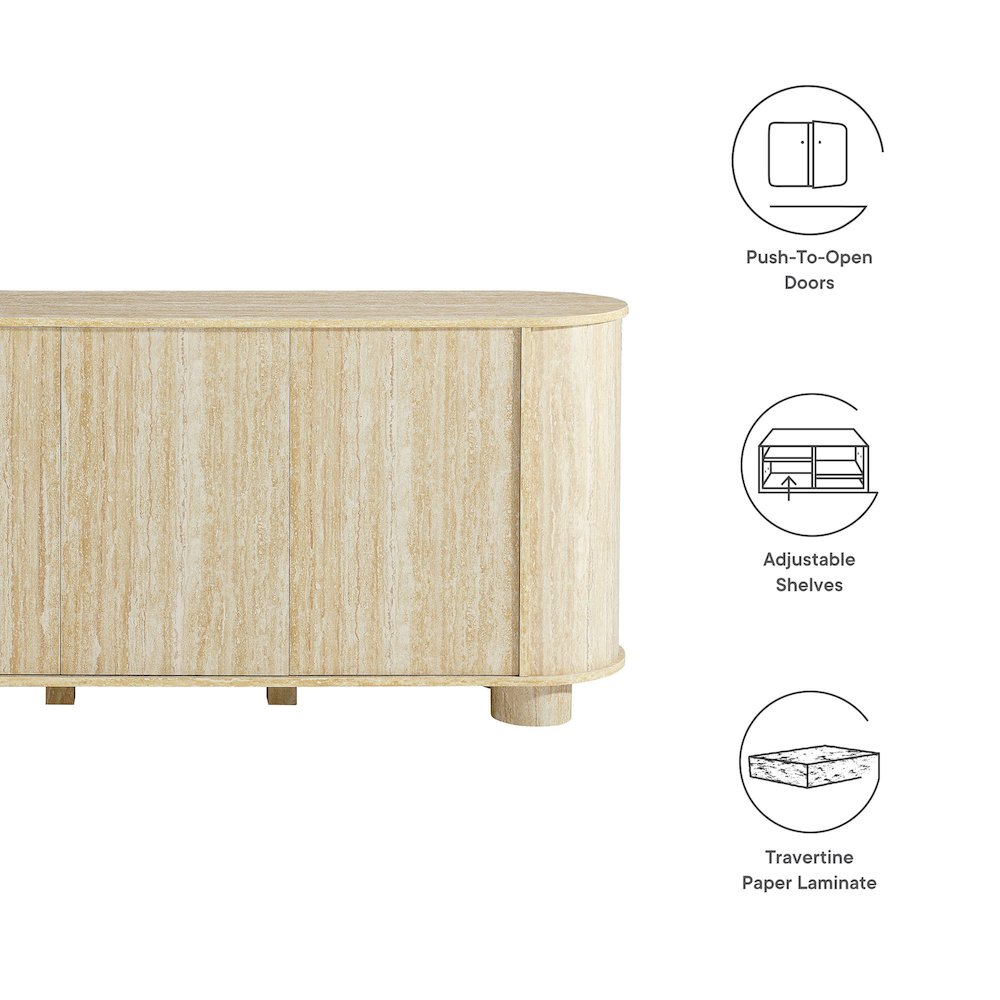 Overture 63” Oval Faux Travertine Sideboard. Picture 2