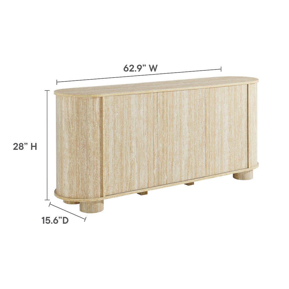 Overture 63” Oval Faux Travertine Sideboard. Picture 3