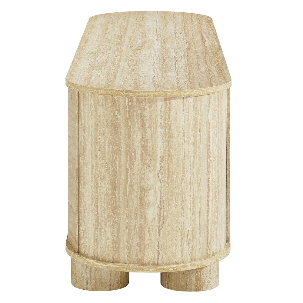 Overture 63” Oval Faux Travertine TV Stand. Picture 4