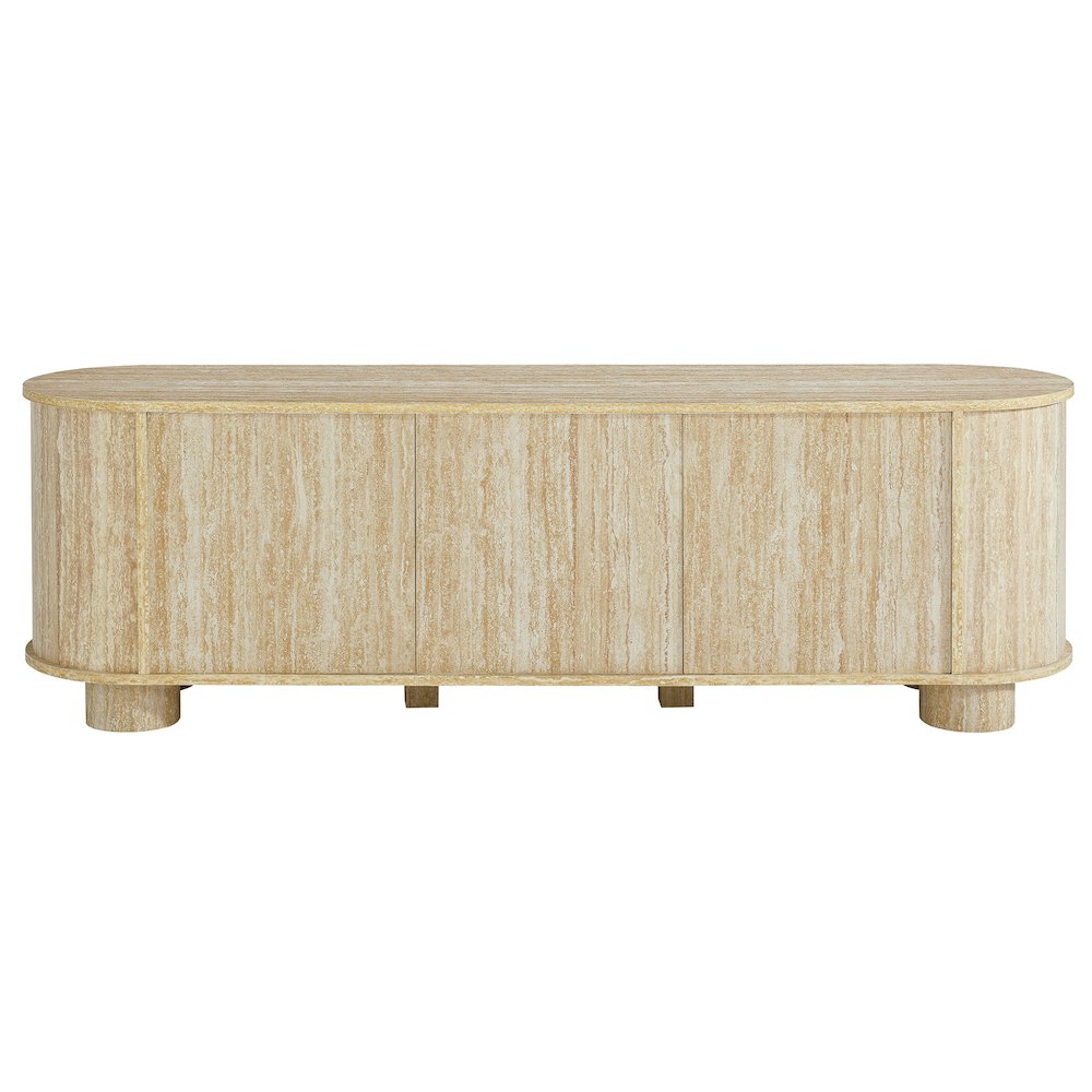 Overture 63” Oval Faux Travertine TV Stand. Picture 5