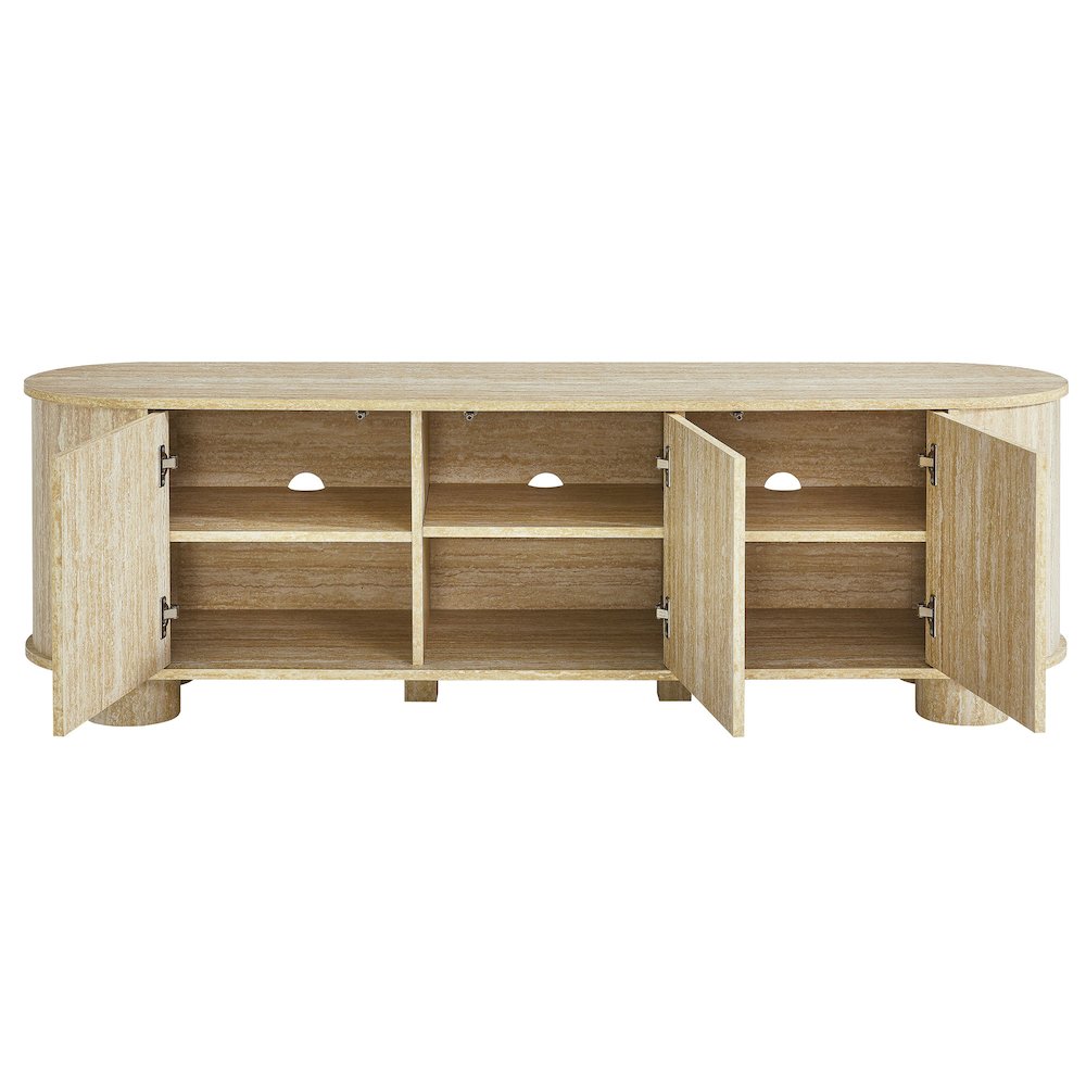 Overture 63” Oval Faux Travertine TV Stand. Picture 6