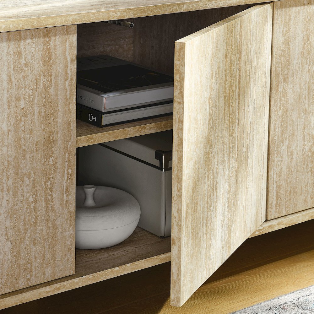 Overture 63” Oval Faux Travertine TV Stand. Picture 9