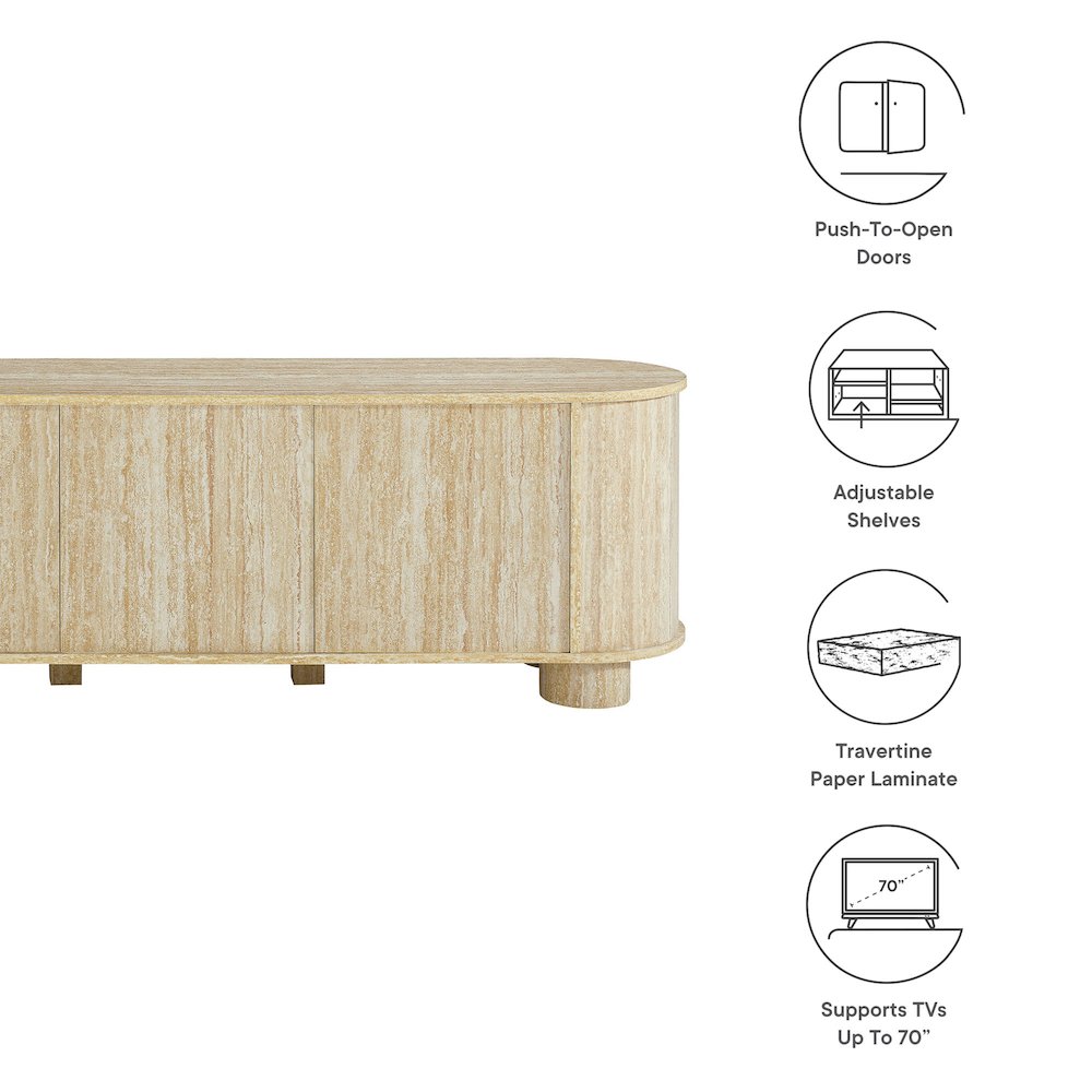 Overture 63” Oval Faux Travertine TV Stand. Picture 2