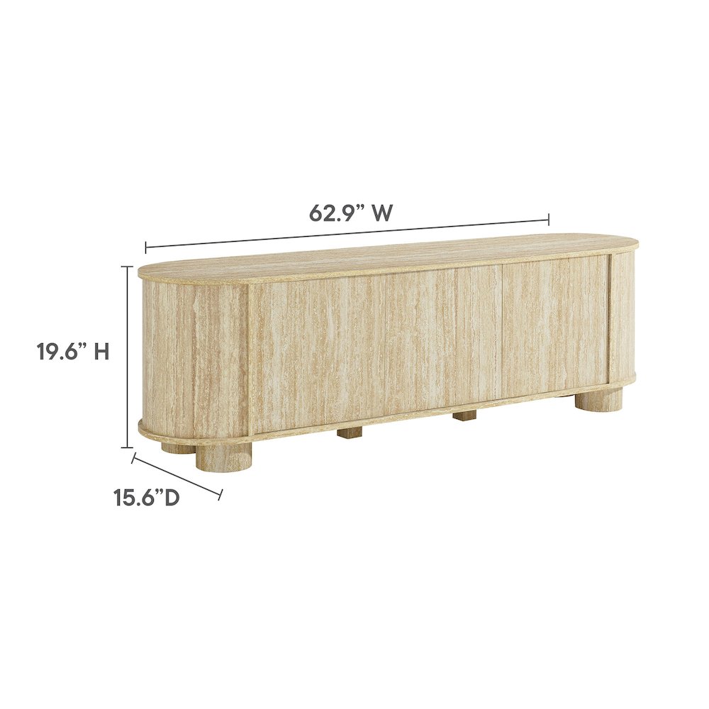 Overture 63” Oval Faux Travertine TV Stand. Picture 3
