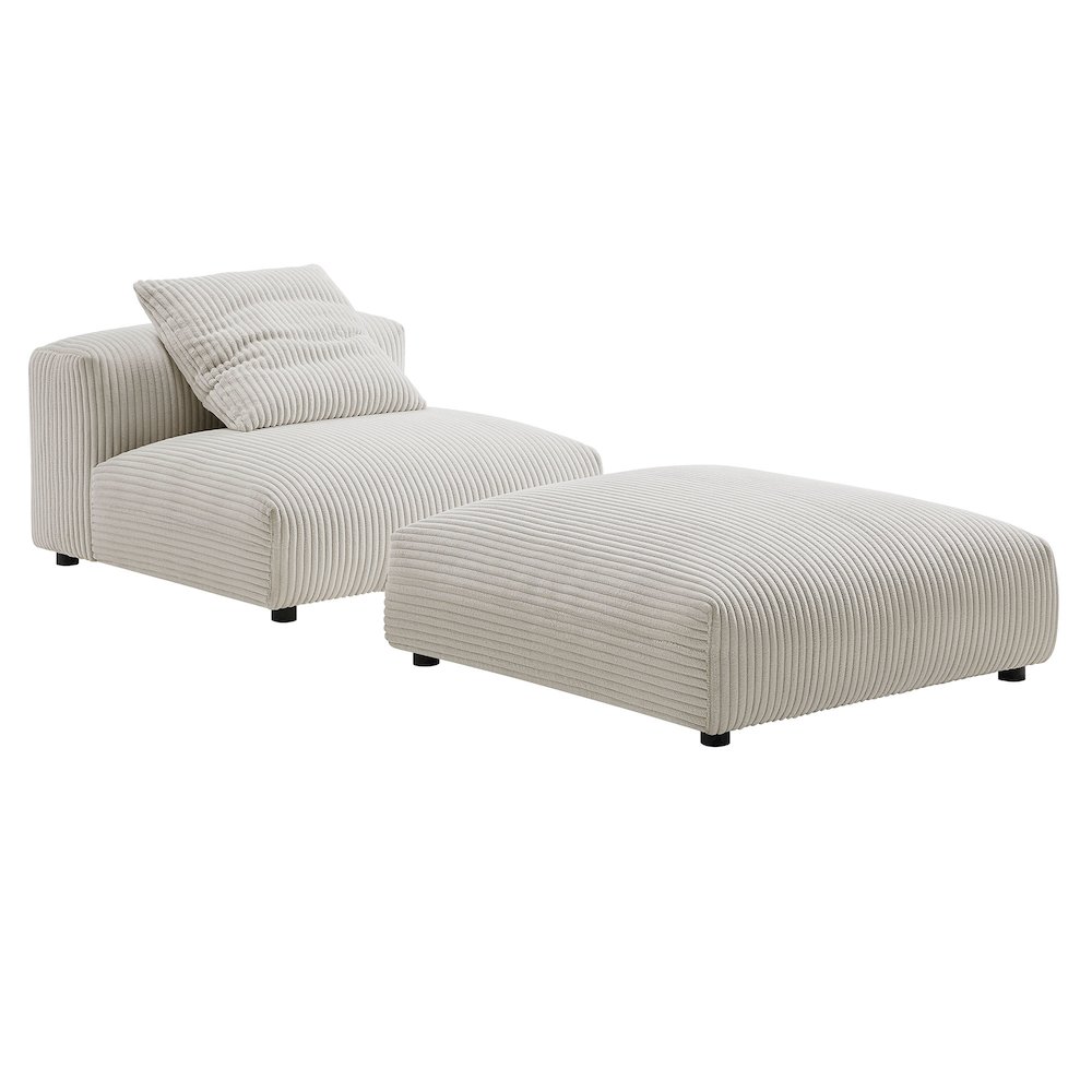 Solace Modular Corduroy Upholstered Armless Chair and Ottoman Set. Picture 1