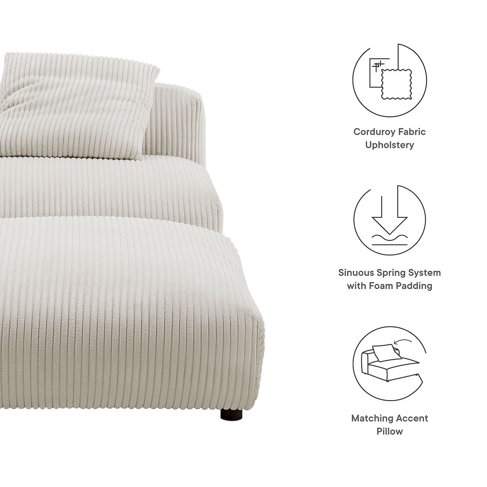 Solace Modular Corduroy Upholstered Armless Chair and Ottoman Set. Picture 2