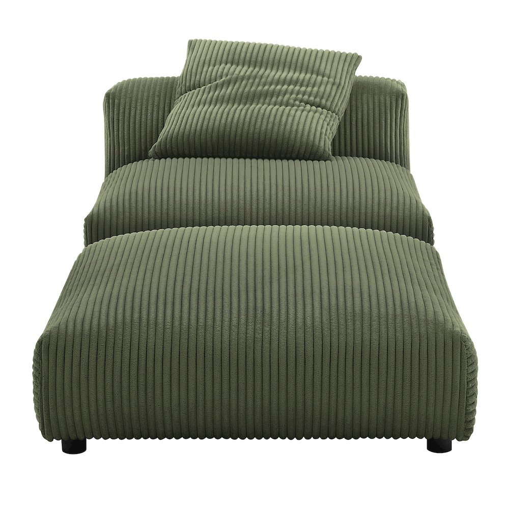 Solace Modular Corduroy Upholstered Armless Chair and Ottoman Set. Picture 7