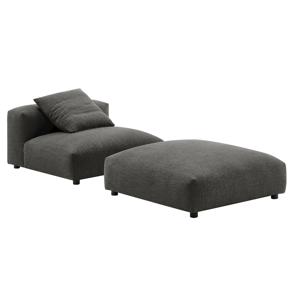 Solace Modular Upholstered Fabric Armless Chair and Ottoman Set. Picture 1