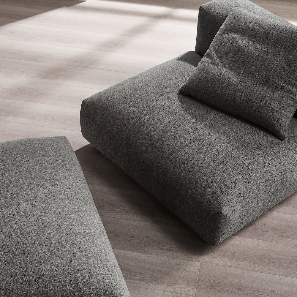 Solace Modular Upholstered Fabric Armless Chair and Ottoman Set. Picture 10