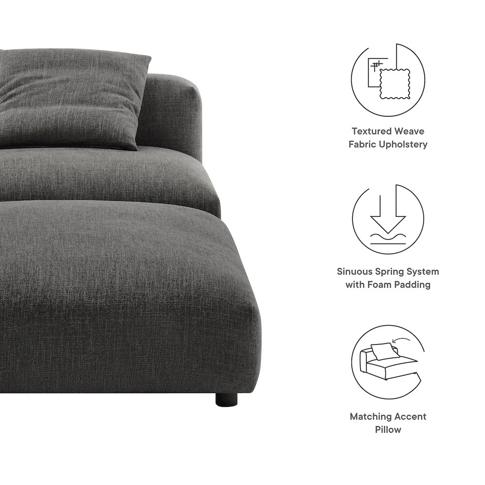 Solace Modular Upholstered Fabric Armless Chair and Ottoman Set. Picture 2