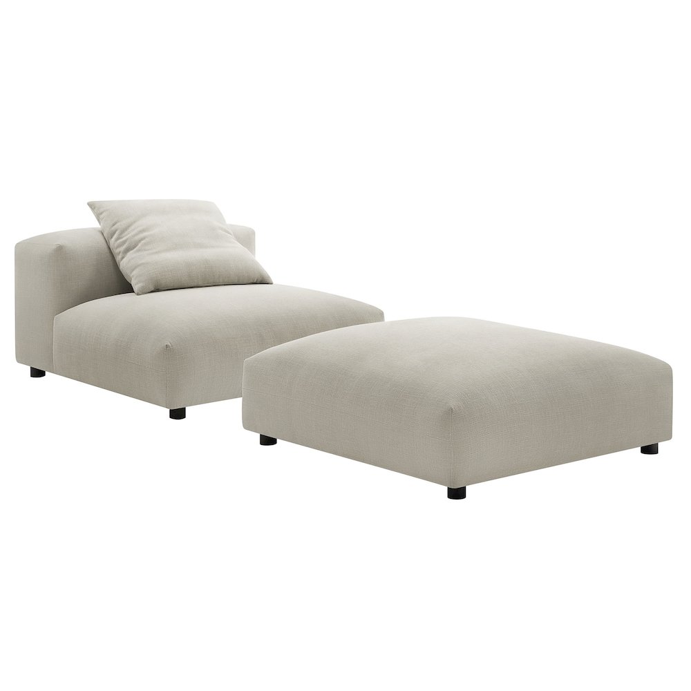 Solace Modular Upholstered Fabric Armless Chair and Ottoman Set. Picture 1