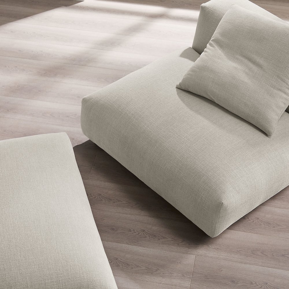 Solace Modular Upholstered Fabric Armless Chair and Ottoman Set. Picture 10