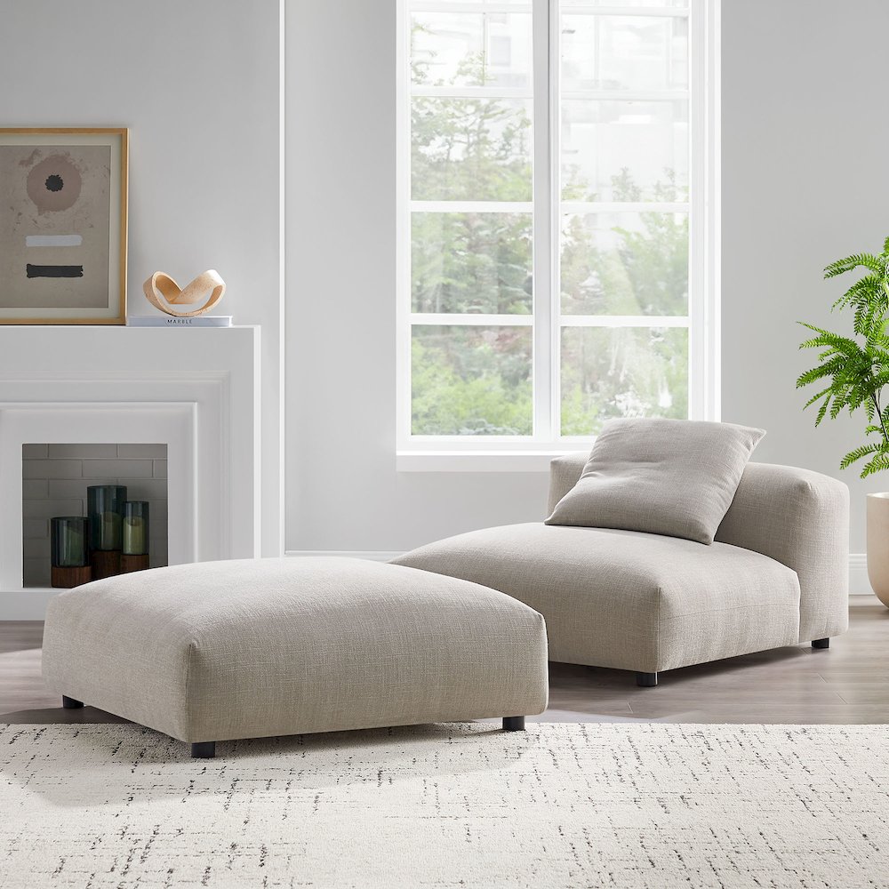 Solace Modular Upholstered Fabric Armless Chair and Ottoman Set. Picture 9